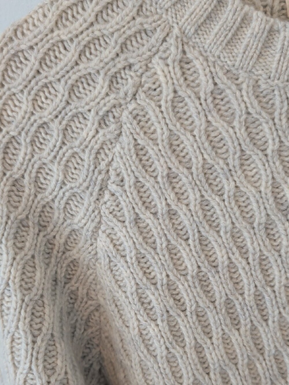 Heavy Wool Textured Crewneck Academia Ivy League Sweater in Oatmeal M - Picture 5 of 10